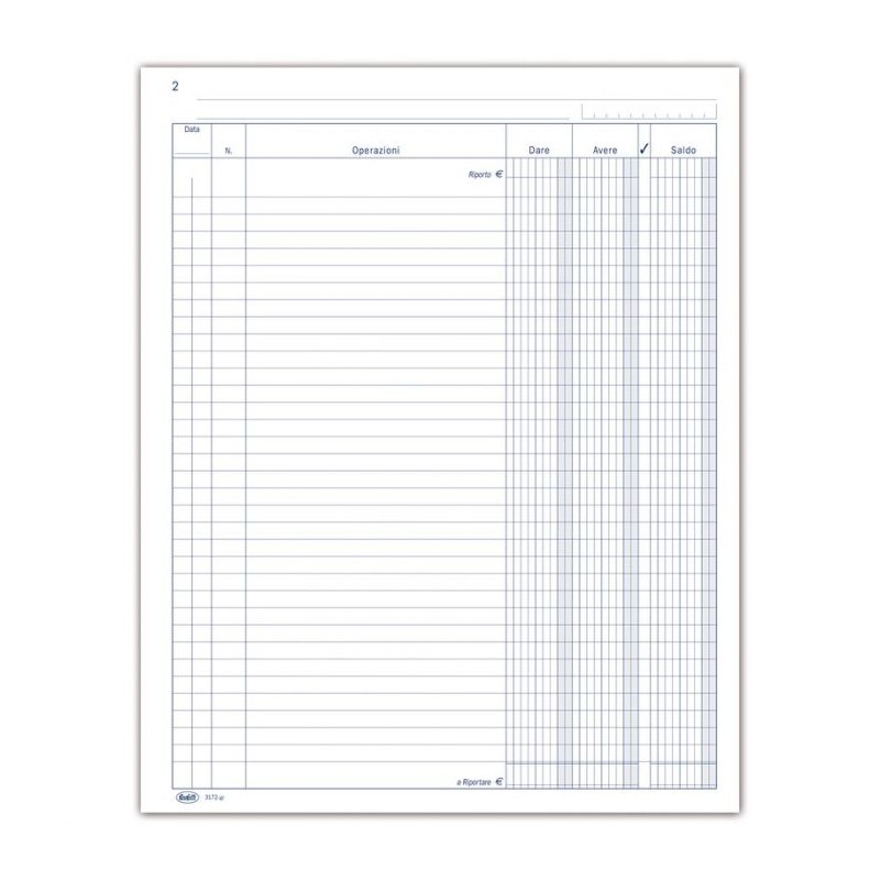 REGISTRO DARE/AVERE/SALDO - 96 PAGINE - 31X24,5 CM