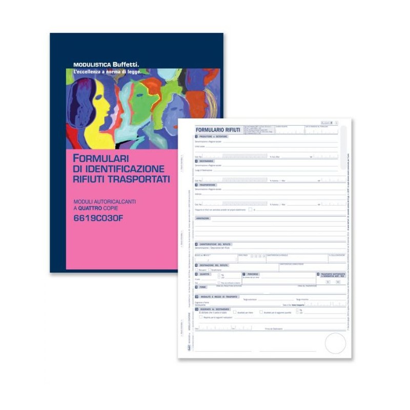 FORMULARIO DI IDENTIFICAZIONE RIFIUTI - BLOCCO 25/25/25/25 FOGLI AUTORICALCANTE PRENUMERATO - 12"X24 CM