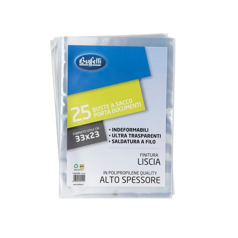 BUSTE A SACCO - POLIPROPILENE - 33X23 CM - LISCE - ALTO SPESSORE