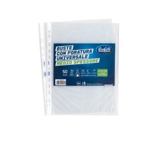 BUSTE A FORATURA UNIVERSALE - POLIPROPILENE GOFFRATO - 30X22 CM - MEDIO SPESSORE - CONF. 50 PZ.