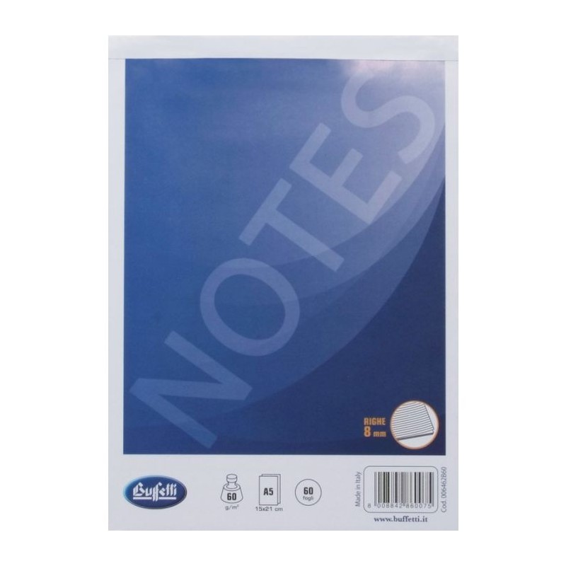 BLOCCO NOTES - A4 - 1R - RIGHE MEDIE E SUPERIORI - PUNTO METALLICO - 60 FOGLI DA 60 G